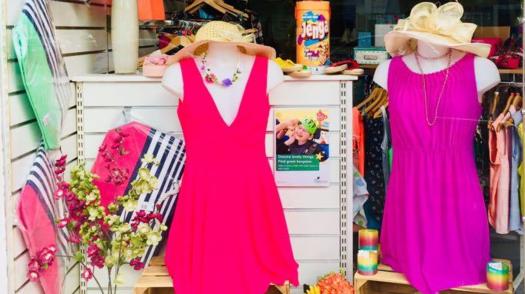 Window display at Chessington charity shop.