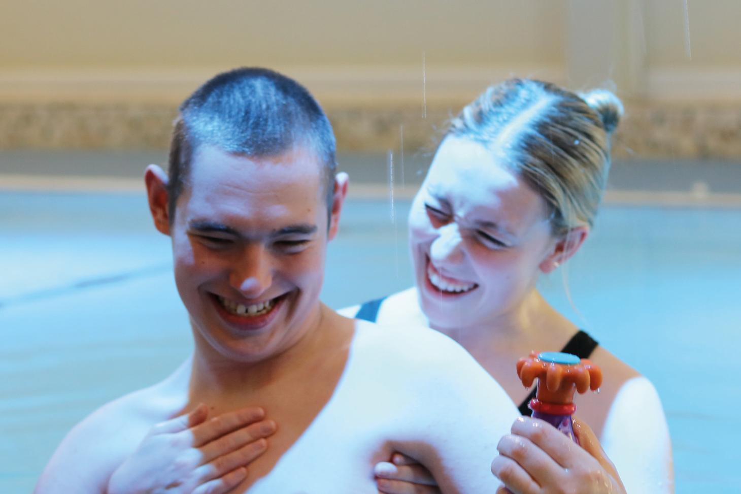 Finn in the hydrotherapy pool