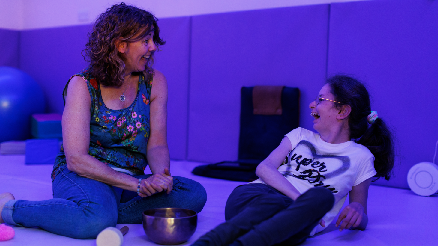 Laura in a yoga session