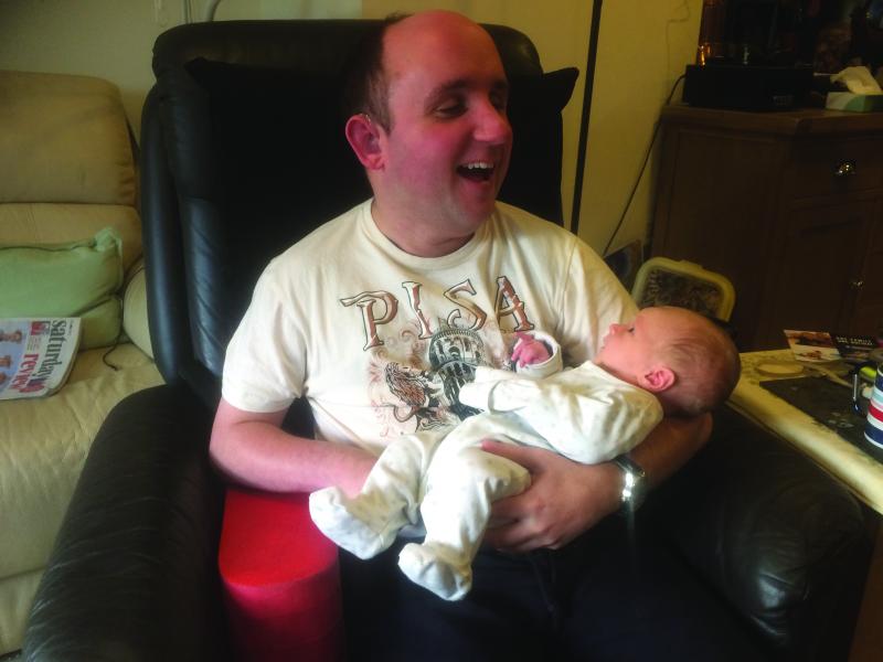 Kai meeting his nephew Finlay for the first time