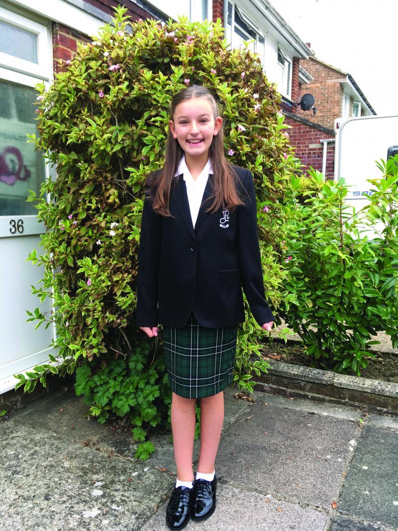 Madison in her school uniform