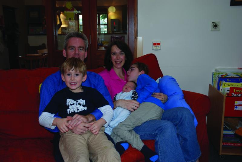 Robbie and his family in the Mulberry house lounge